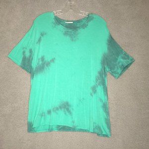Wst Cst Womens T-Shirt Teal Black Tie Dye Short Sleeve Scoop Neck‎ Stretch L New